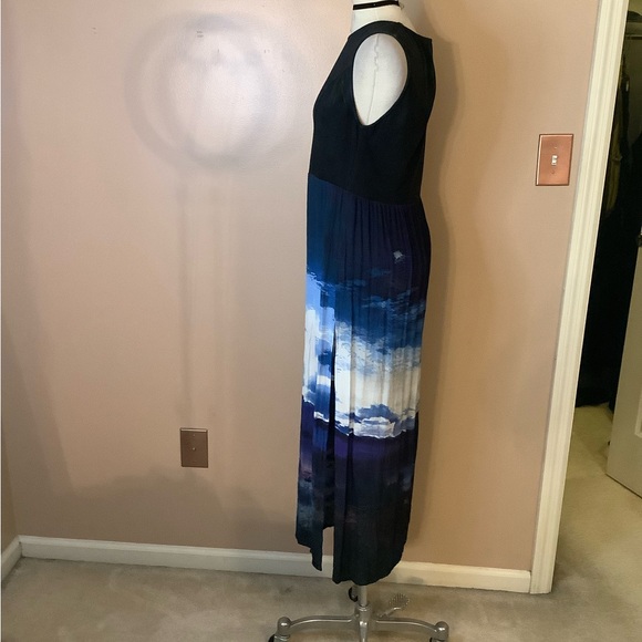 Motel Rocks Urban Outfitters Black Blue Purple Sunset watercolor Maxi Dress LG. - Picture 4 of 12